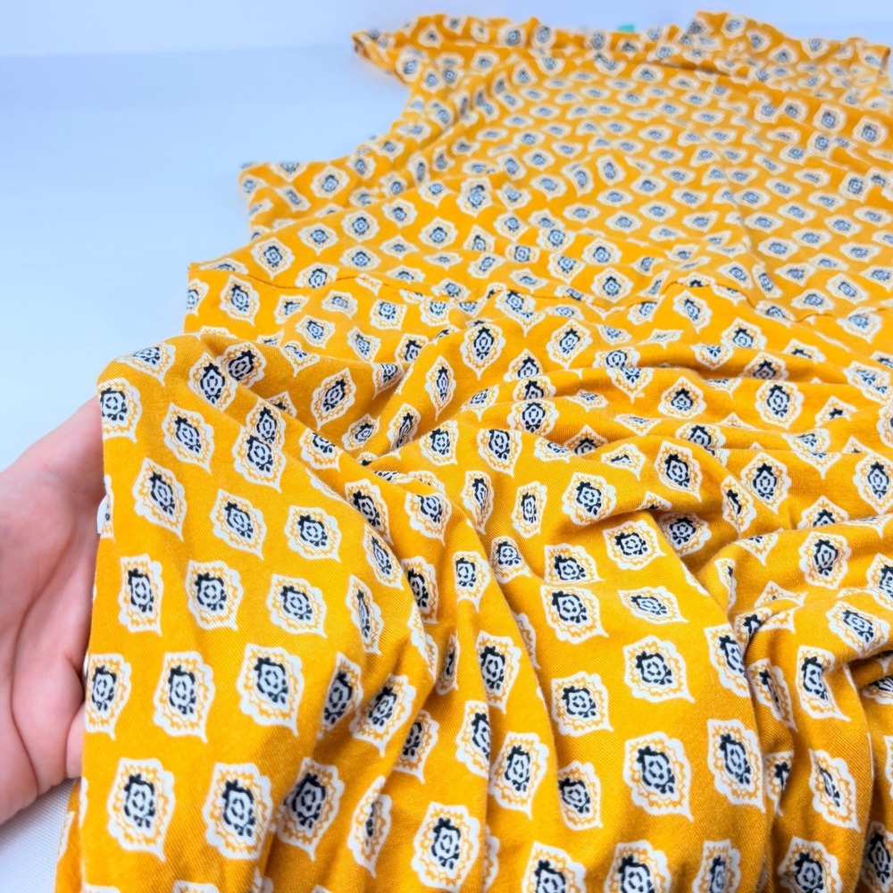Maeve Anthropologie Plus 2X Yellow Palais Geometric Swing Asymmetrical Dress - Picture 8 of 12